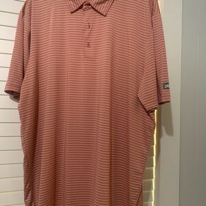 Striped Men’s Polo Shirt in Dusty Rose - Performance Knit